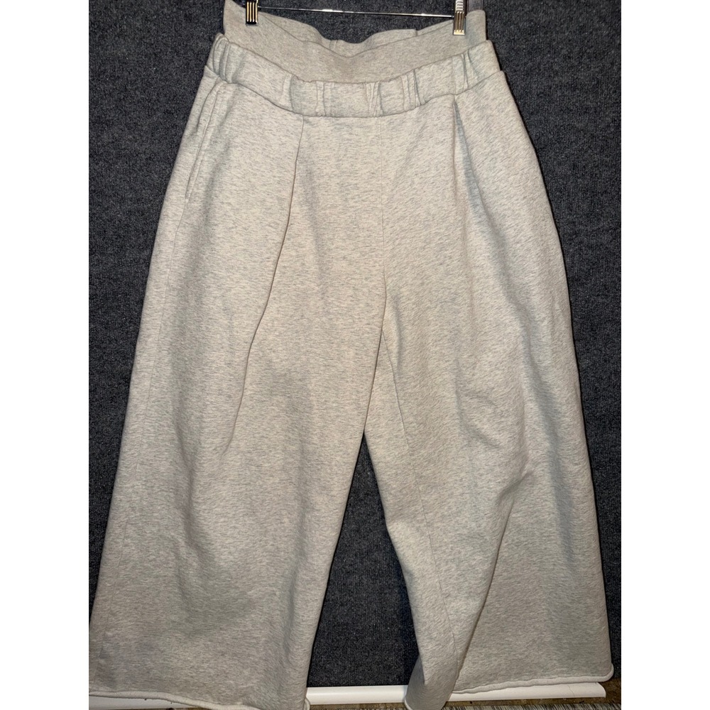 TKEES Wide Leg Pleated Sweatpants Heather Gray Fleece Made in Canada Sz 5